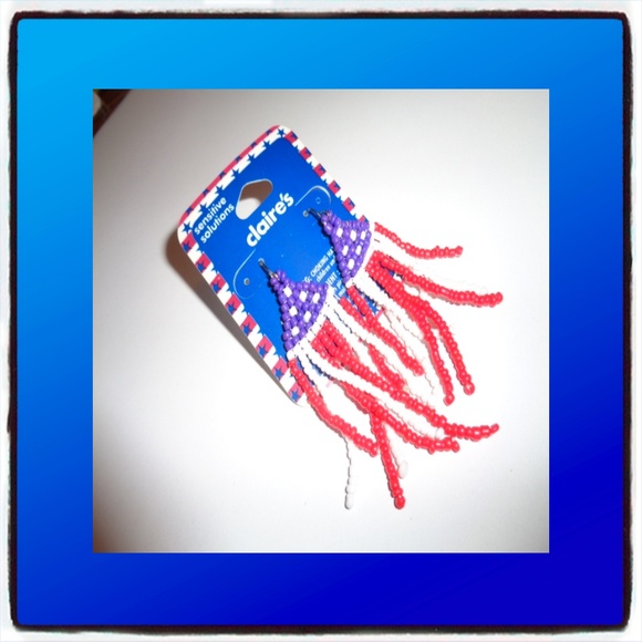 Red White Blue Dangle Earrings - Picture 1 of 7